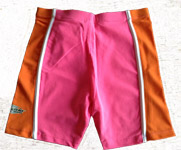 Sun Protection Kids Swim Shorts Pink Orange White stripe 2y and 8y